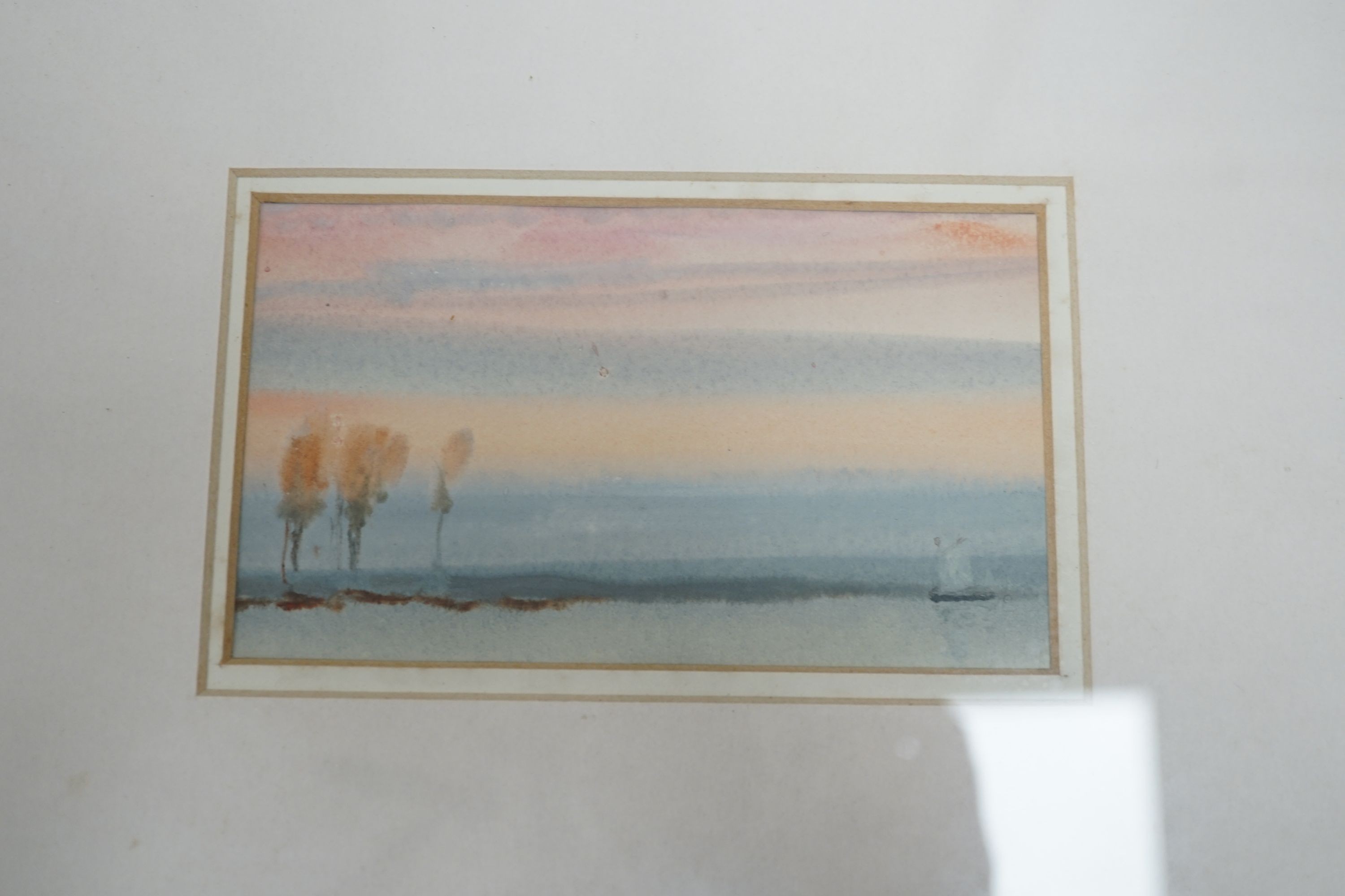 F. Richards, five watercolours, Fisherfolk along the coast, two signed, 7 x 12cm